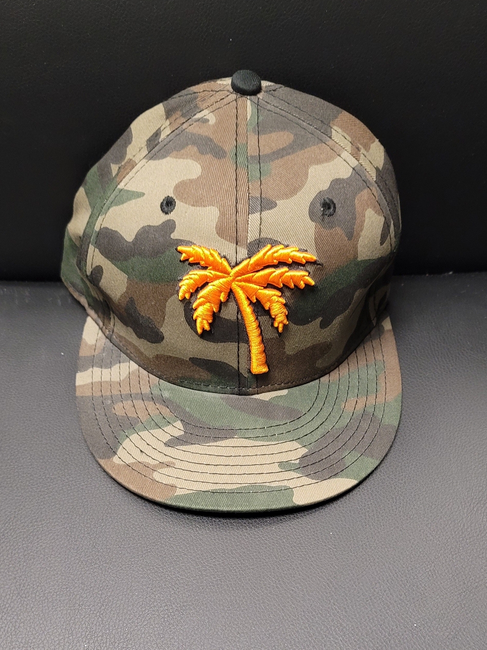 BLVD Camo Snapback Hat with Orange Palm Tree